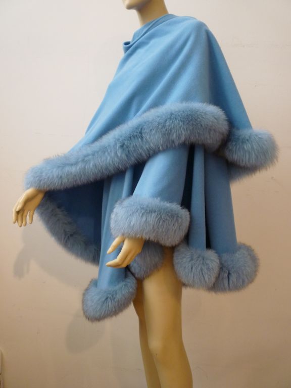 Givenchy 80s Blue Fox and Cashmere Wrap