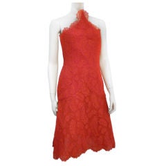 Bill Blass Red Lace Cocktail dress w/  Great Lines!