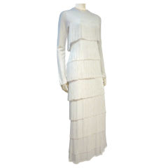 Bill Blass 1970s Gorgeous Silk Jersey Fringed Gown