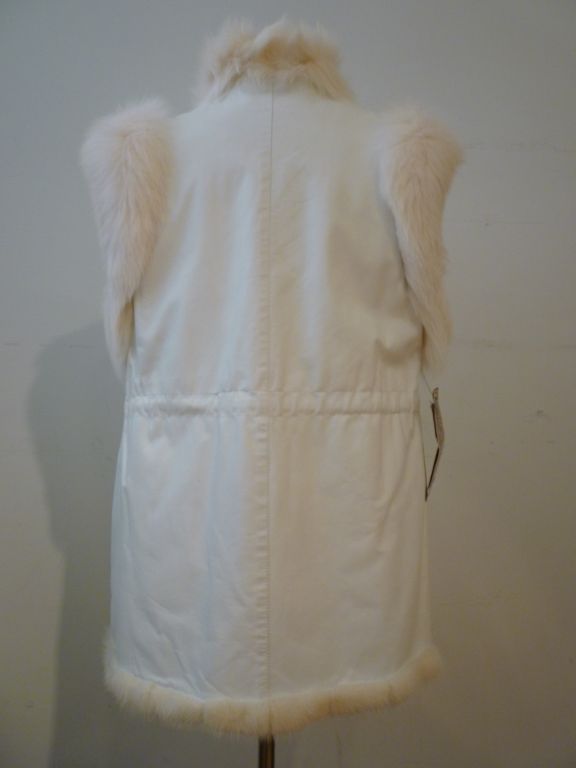 Oscar De la Renta Reversible White Mink Fox and Leather Vest 3