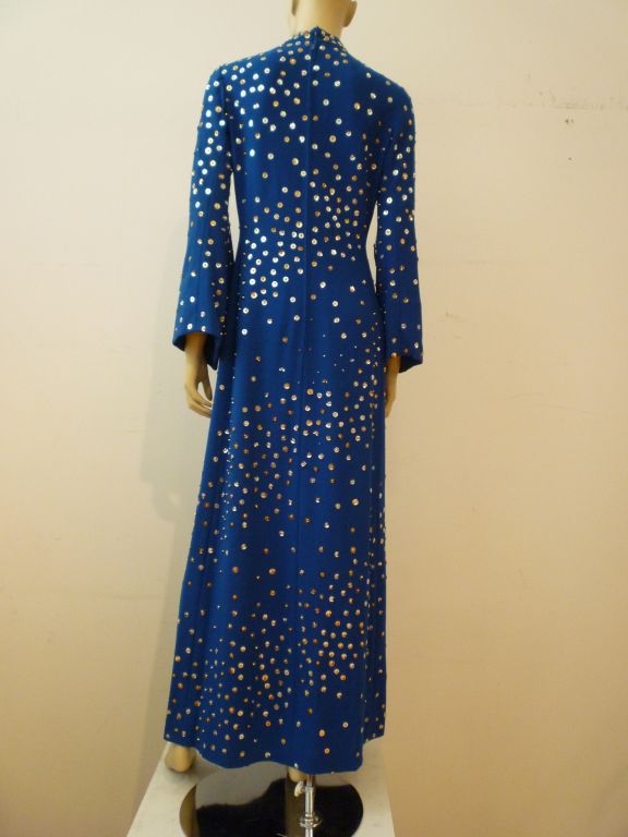 Pauline Trigere Celestial Sequin Gown in Cobalt Blue 2