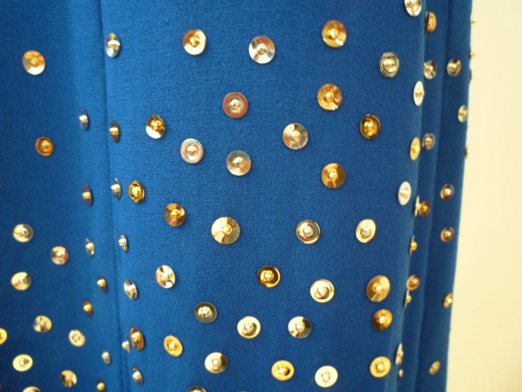 Pauline Trigere Celestial Sequin Gown in Cobalt Blue 3