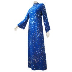 Pauline Trigere Celestial Sequin Gown in Cobalt Blue 12