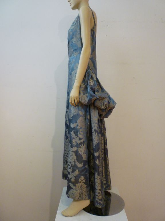 Women's 1930s Brocade Evening Gown w/ Low Back and Bustle