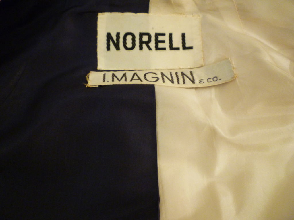 Norman Norell 60s Navy and Cream Checkerboard Wool Coat 2