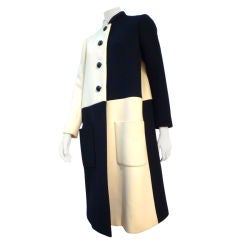 Norman Norell 60s Navy and Cream Checkerboard Wool Coat