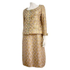 Vintage Christian Dior Boutique 60s Numbered Brocade Dress Suit