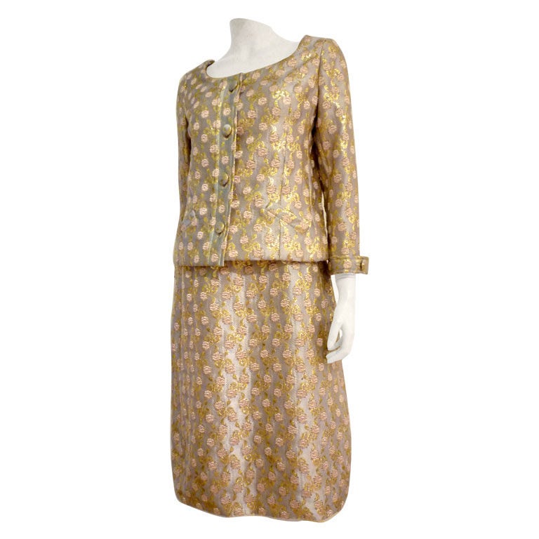 Christian Dior Boutique 60s Numbered Brocade Dress Suit