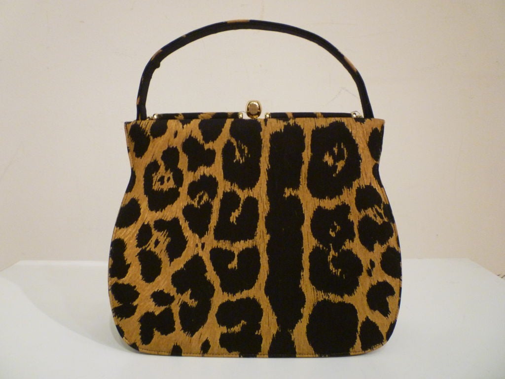 Women's 50s Paul Allen Leopard Print Silk Handbag