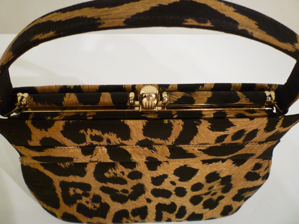 50s Paul Allen Leopard Print Silk Handbag 1