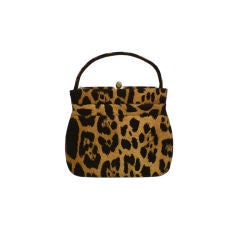 Retro 50s Paul Allen Leopard Print Silk Handbag