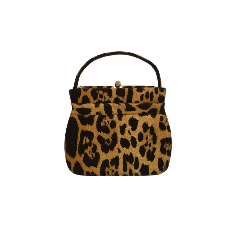 50s Paul Allen Leopard Print Silk Handbag