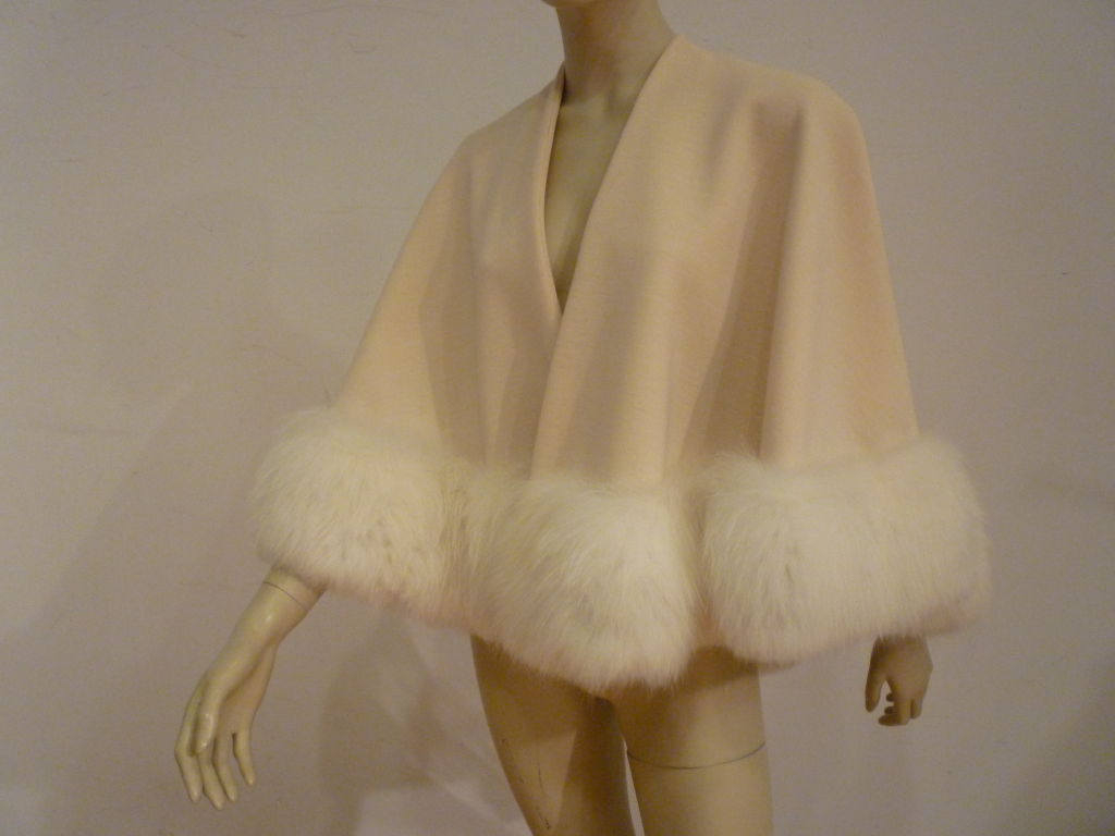 Wonderful 60s I. Magnin Evening Capelet in Wool Knit & White Fox