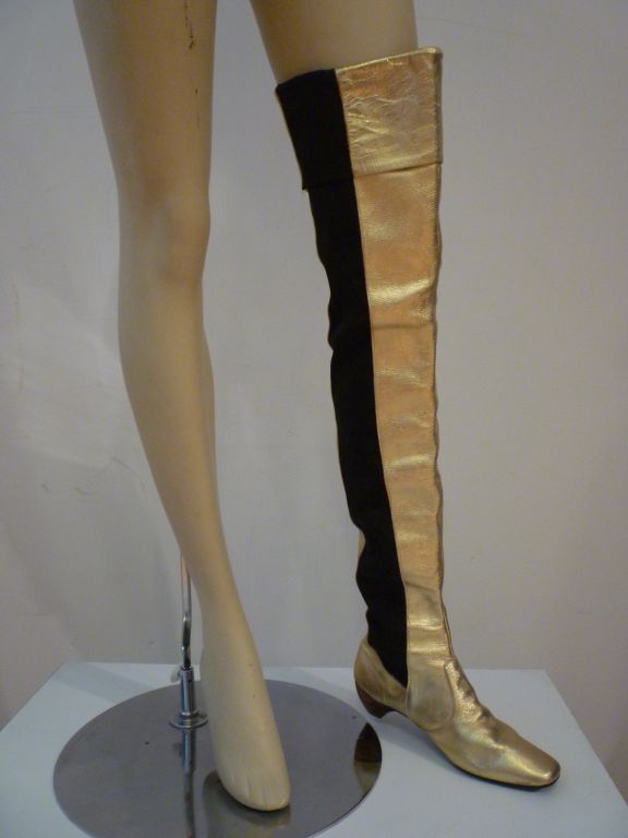 Levine 60s Mod Gold Leather Over-the-Knee Boot!