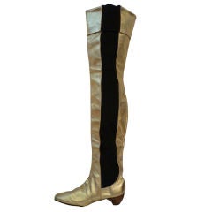 Retro Levine 60s Mod Gold Leather Over-the-Knee Boot!