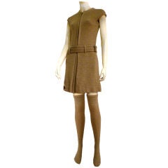 Vintage Rudi Gernreich Mod  Wool Knit Belted Mini with Matching Stocking