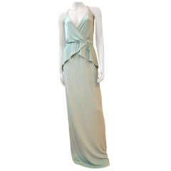Loris Azzaro Gorgeous 70s Bias Wrap-Style Gown w/ Peplum at 1stDibs