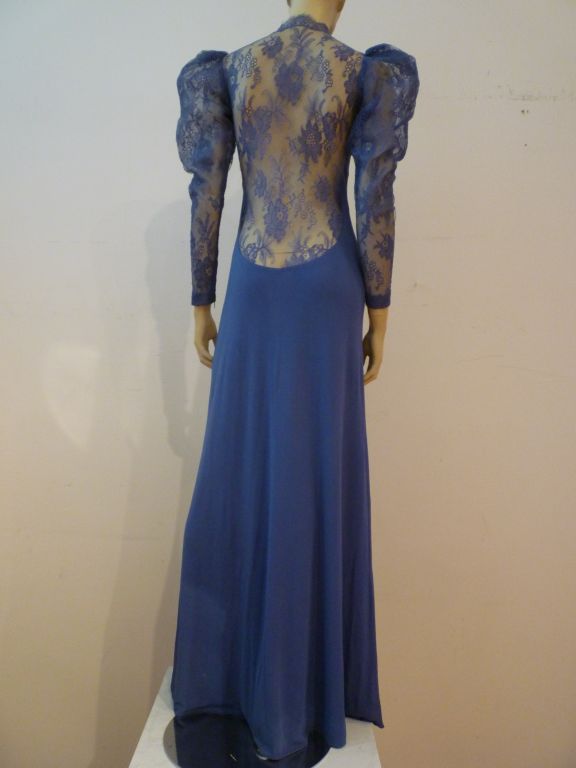 Loris Azzaro 70s Lace and Crepe Gown with Extremely Low Back 3