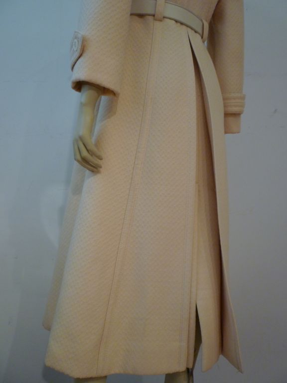 Galanos 70s Trench Style Maxi Coat in Cream Wool 3