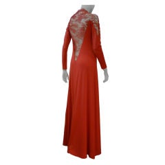 Loris Azzaro 70s Slinky Lace and Crepe Gown