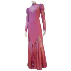 Vintage Loris Azzaro 70s Crepe and Lace Gown w/ 30s Style Details