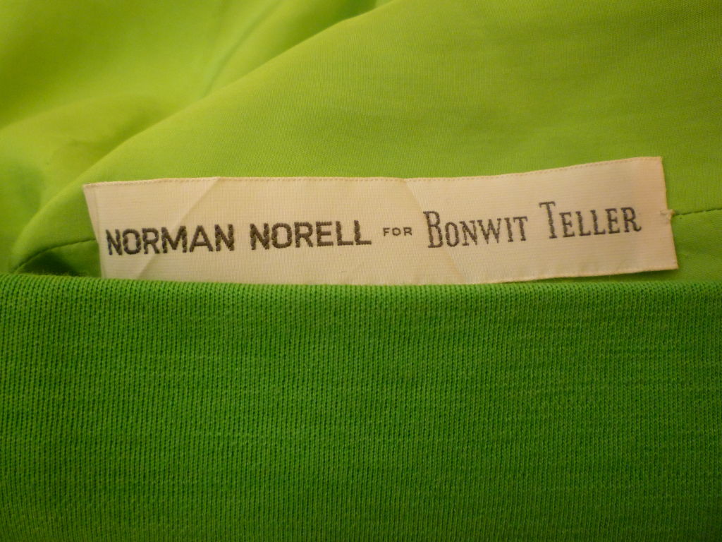 Norman Norell for Bonwit Teller  60s Apple Green Knit Day Dress 2