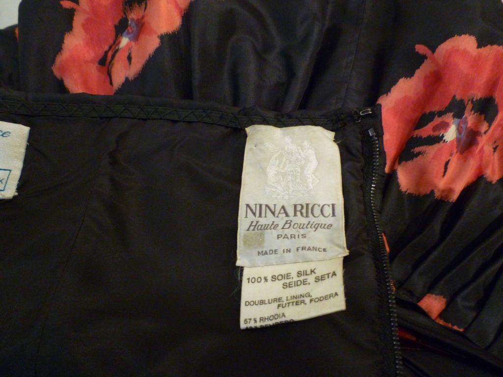 Nina Ricci 70s Floral Silk Strapless Gown w/ Gorgeous Ruffles 3