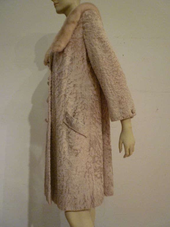 Tawny 60s Broadtail Lamb Coat with Mink Collar