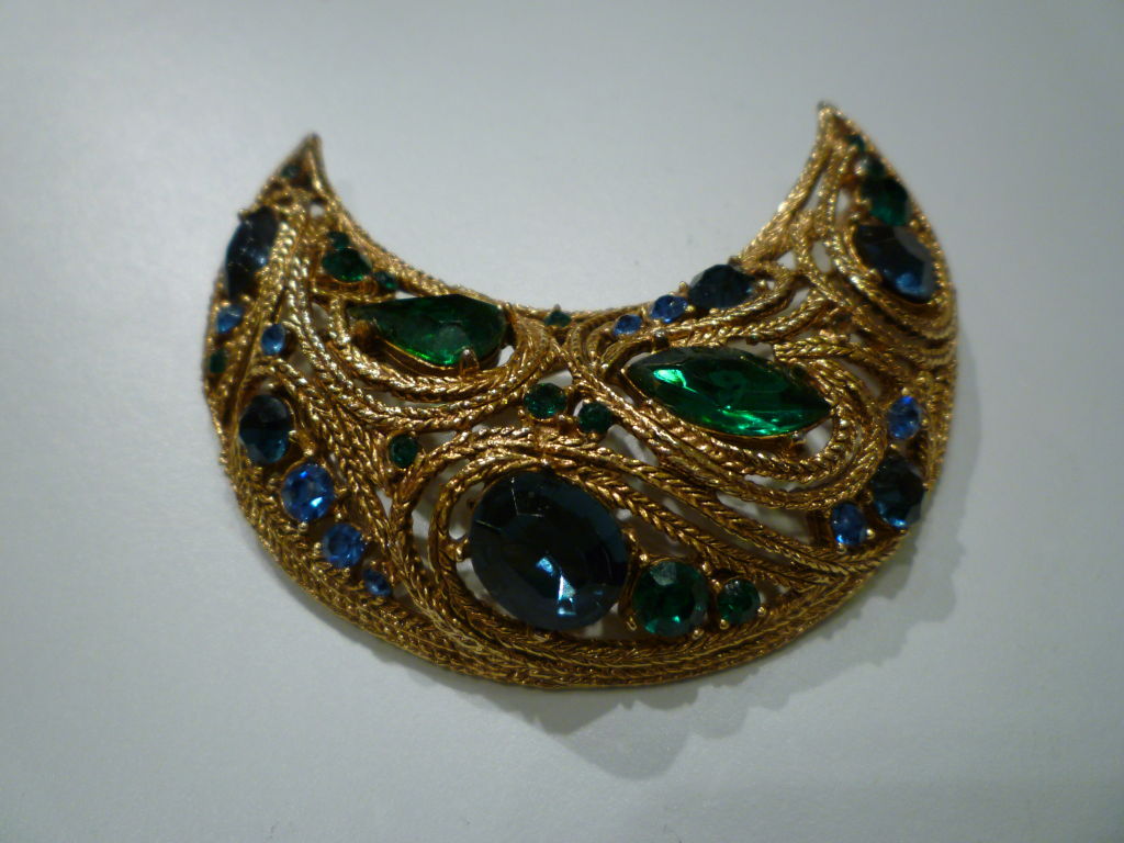 Complete Set of Blue and Green Rhinestone Moon and Star Jewels