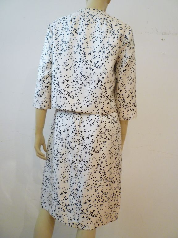 Norman Hartnell 1950s Silk Dress Suit w/ Sequin Embellishment 4