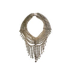 1940s Rare Jeray Sterling Silver Exotic Bib Necklace