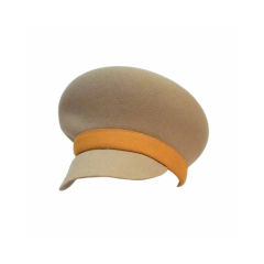 Vintage Leslie James Mod Felt Cap with Bill in Tan and Ochre