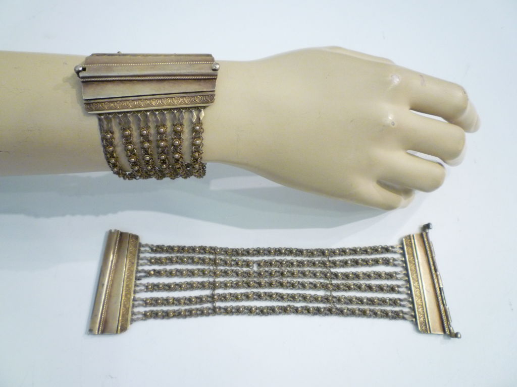 Set Of 2 Victorian PinLock Chain Bracelets For Sale at 1stdibs