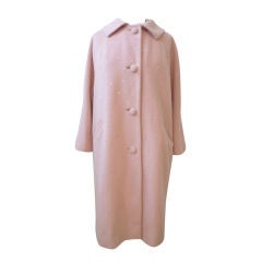 Vintage 50s Pink Wool Coat w/ Scattered Rhinestone Embellishment