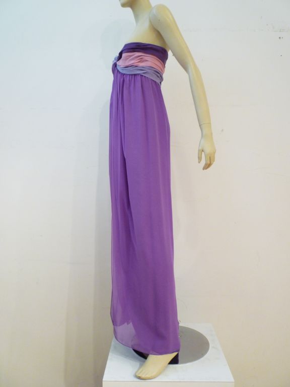 Bill Blass Lavender Empire Tri-Color Bodice Gown