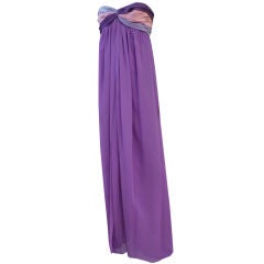 Vintage Bill Blass Lavender Empire Tri-Color Bodice Gown