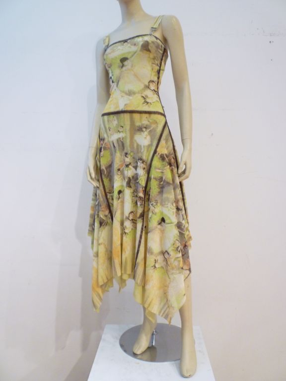 Jean Paul Gaultier 80s Tulle  Dress w/ Degas Ballet Print 1