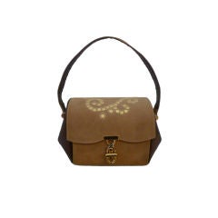 40s Two-Tone Western Style Suede Bag with Gold Metals Studs