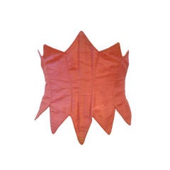 1880s Pink Silk Corset Cover w/ Boning and Point Detail 11