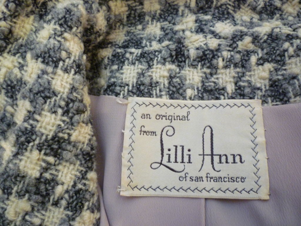 Women's Lilli Ann 40s Sporty Tweed Wool Flared Cropped Swing Coat