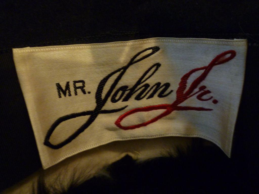 Mr. John Jr. Mohair 60s Fedora in Black/White/Red 2