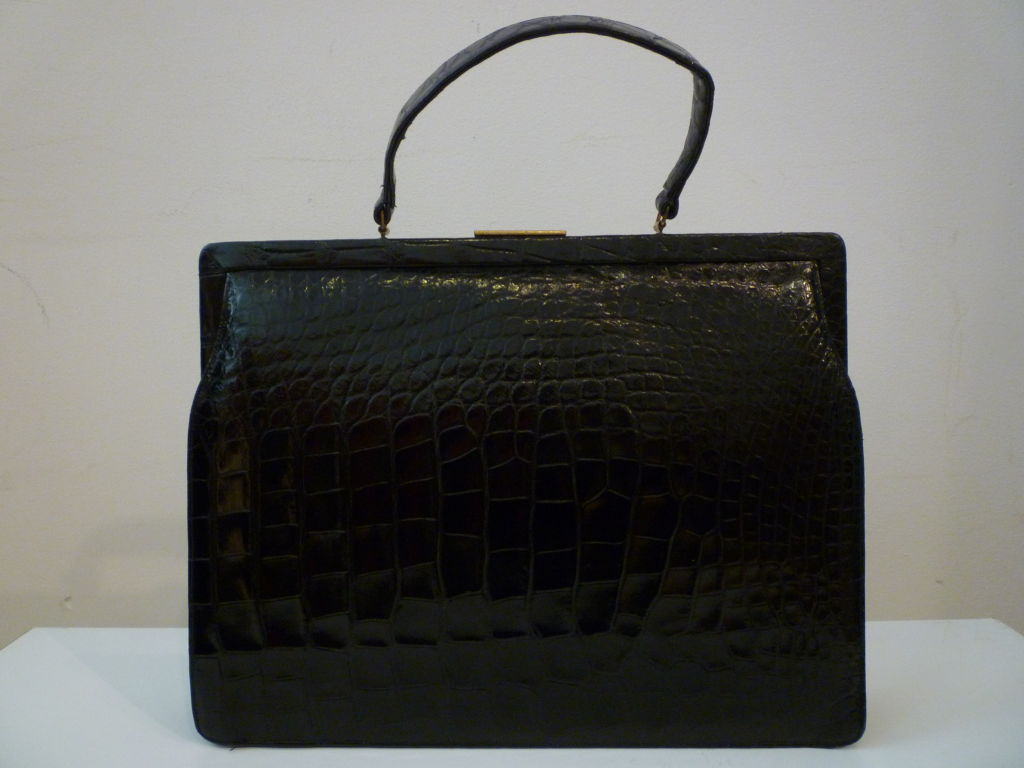 50s Koro Extra Large Black Alligator Bag