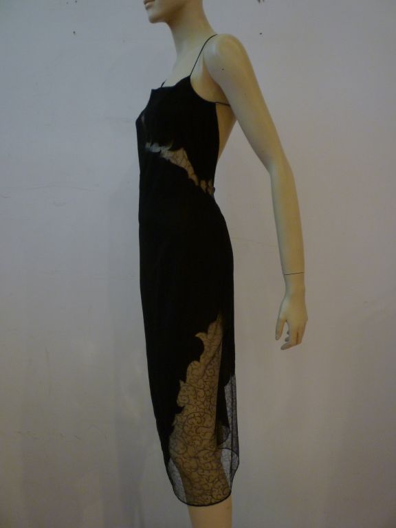 Richard Tyler Couture Lightweight Wool & Lace Slipdress