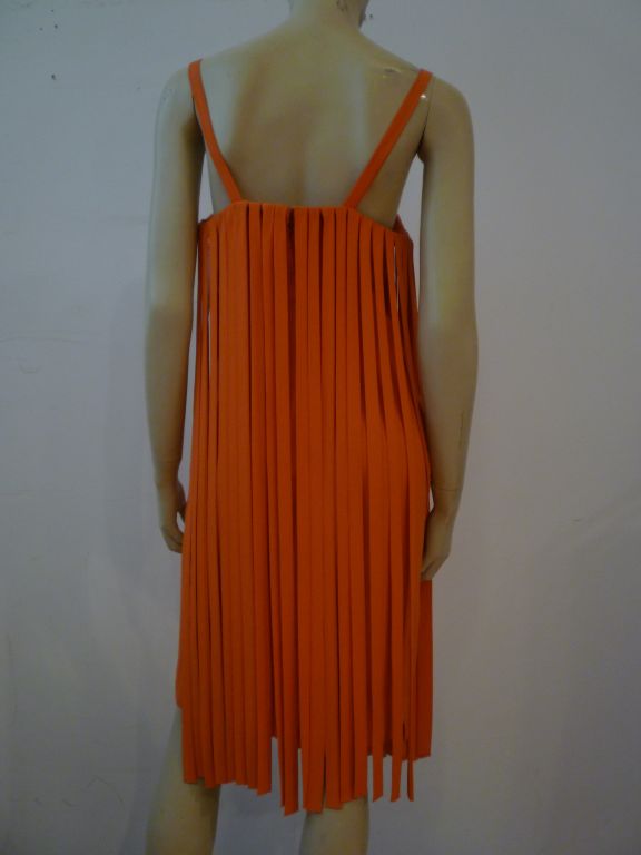 Women's 1960s Orange Crepe Mod Car Wash Fringed Dress