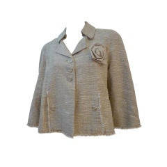 Chanel Modern Tweed Swing Jacket w/ Camelia Pin