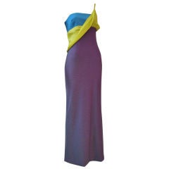 Gianni Versace Couture Gown in Purple, Blue and Chartreuse Lurex