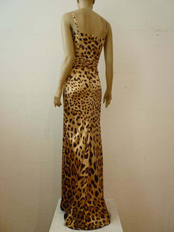 Women's Dolce & Gabbana Leopard Satin Bustier Gown