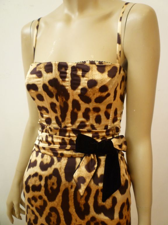 Dolce & Gabbana Leopard Satin Bustier Gown 1