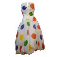 Scaasi 80s Organza Cocktail Dress w/ Whimsical Bubble Print