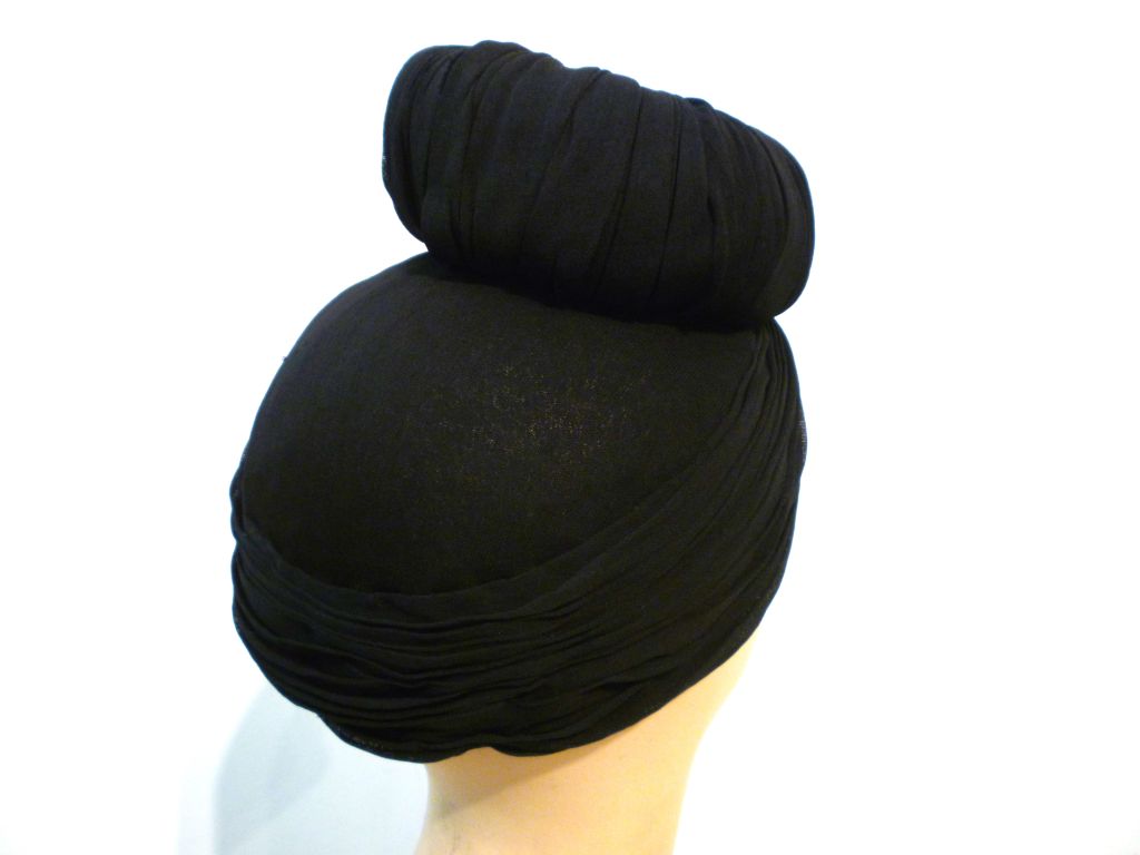 40s French Iconic Silk Jersey Turban w/ Top Knot 1